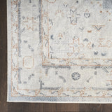 9' X 12' Light Blue Oriental Power Loom Distressed Area Rug