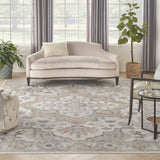 9' X 12' Light Blue Oriental Power Loom Distressed Area Rug