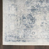 8' Blue Oriental Power Loom Distressed Washable Runner Rug