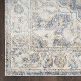 8' Gray Oriental Power Loom Washable Runner Rug