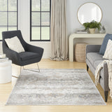 10' Gray Oriental Power Loom Washable Runner Rug