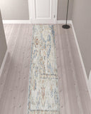 12' Denim Blue Oriental Power Loom Washable Runner Rug