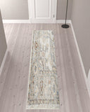 10' Gray Oriental Power Loom Washable Runner Rug