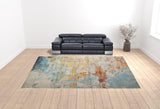 12' X 15' Blue And Gray Abstract Power Loom Area Rug