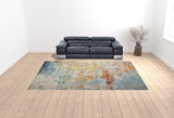 10' x 14' Blue and Gray Abstract Power Loom Area Rug