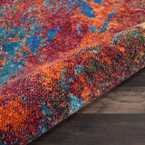 10' x 14' Blue and Orange Abstract Power Loom Area Rug