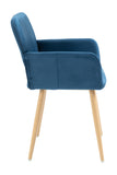 Blue Upholstered Velvet Open Back Dining Chair