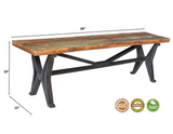 66" Brown And Black Distressed Solid Wood Dining bench