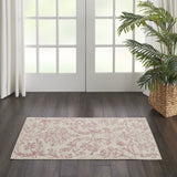 2' X 4' Cream Damask Power Loom Area Rug