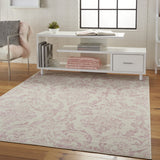 2' X 4' Cream Damask Power Loom Area Rug