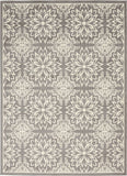 4' x 6' Gray Floral Power Loom Non Skid Area Rug