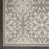 4' x 6' Gray Floral Power Loom Non Skid Area Rug