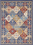 4' x 6' Blue Floral Power Loom Non Skid Area Rug