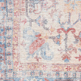 8' x 10' Blue Floral Power Loom Distressed Area Rug