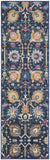 6' Navy Blue Floral Power Loom Runner Rug