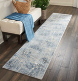 10' Blue Floral Power Loom Runner Rug