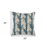 20" X 20" Blue Linen Striped Zippered Pillow