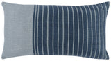 14" X 26" Blue Linen Striped Zippered Pillow