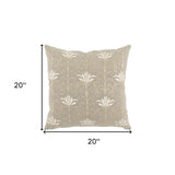 20" X 20" Beige Cowhide Animal Print Zippered Pillow