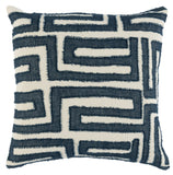22" X 22" Blue Linen Geometric Zippered Pillow