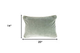 14" X 20" Green 100% Cotton Zippered Pillow