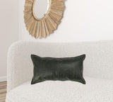 14" X 26" Green Leather Zippered Pillow