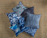 20" X 20" Blue 100% Cotton Abstract Zippered Pillow