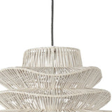 Single Rattan Dimmable Ceiling Light With White Shades