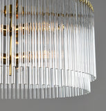 Chandelier Six Light Iron And Glass Dimmable Semi-Flush Ceiling Light