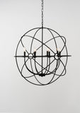 Chandelier Eight Light Iron And Glass Dimmable Semi-Flush Ceiling Light