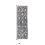 8' Gray Geometric Hand Loomed Area Rug