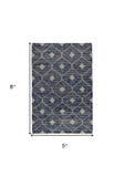 5' X 8' Black Geometric Hand Woven Area Rug