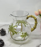 3 Quart Clear and Green Palm Tree Acrylic Pitcher