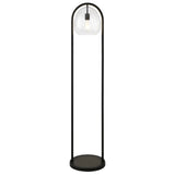 65" Black Column Floor Lamp With Clear Seeded Glass Globe Shade