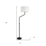 65" Black Column Floor Lamp With Clear Seeded Glass Globe Shade