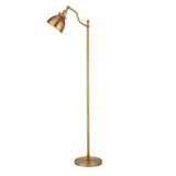 65" Brass Swing Arm Floor Lamp With Brass No Pattern Cone Shade