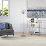 62" Black Novelty Floor Lamp With Clear Seeded Glass Globe Shade