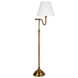 63" Brass Swing Arm Floor Lamp With White Frosted Glass Empire Shade