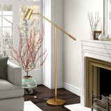 60" Black Swing Arm Floor Lamp With Black Drum Shade