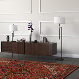 56" Black Tripod Floor Lamp With Black Dome Shade
