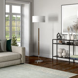 63" Black Traditional Shaped Floor Lamp With White Frosted Glass Drum Shade