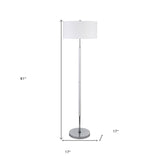 61" Blue Two Light Floor Lamp With White Frosted Glass Drum Shade