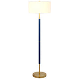 61" Brass Two Light Floor Lamp With White Frosted Glass Drum Shade