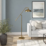 62" Black Reading Floor Lamp With Black Dome Shade