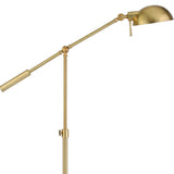 61" Brass Adjustable Swing Arm Floor Lamp With Gold Cone Shade