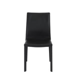 Set of Two Black Upholstered Leather Dining Side Chairs