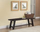 60" Gray And Dark Brown Distressed Wood Dining Bench