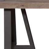 75" Natural and Black Distressed Solid Wood Dining Bench