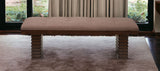 59" Latte and Espresso Upholstered Linen Blend Dining Bench