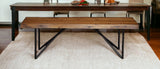 55" Brown and Black Solid Wood Dining Bench